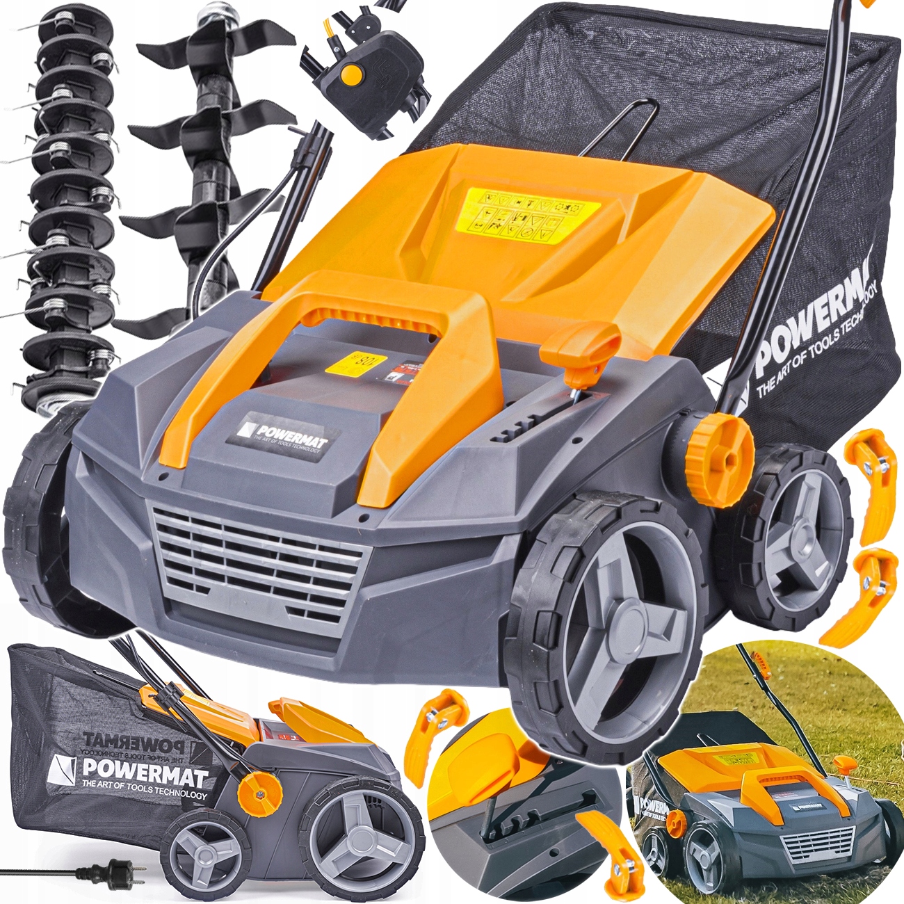 Elektrický vertikutátor Powermat 2550 W 38 cm s nastavením